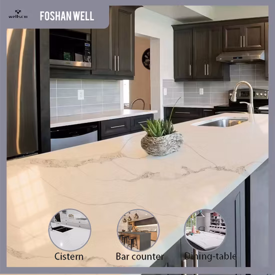 Calacatta Quartz Stone Slab with Natural Veins