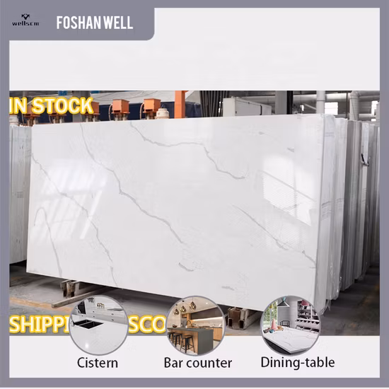 Calacatta Quartz Stone Slab with Natural Veins