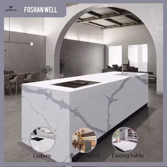 Calacatta Quartz Stone Slab with Natural Veins