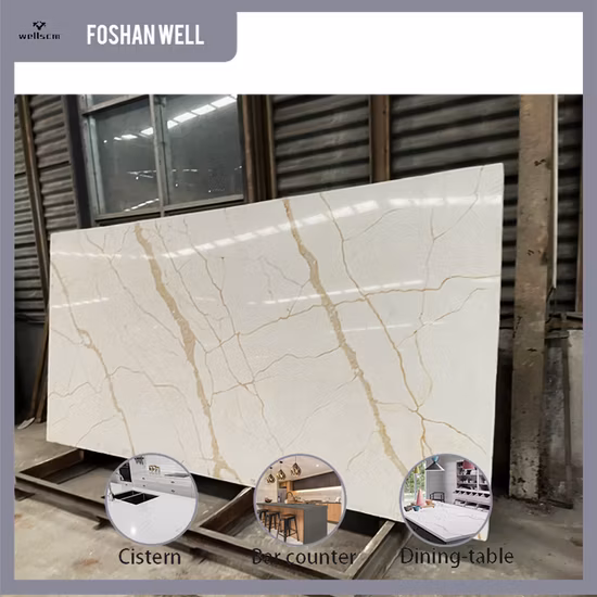 Calacatta Quartz Stone Slab with Natural Veins