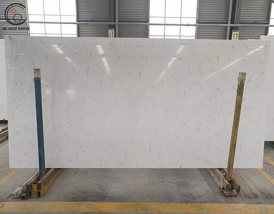 Pure White Artificial Carrara Quartz Stone Slab with NSF Certification