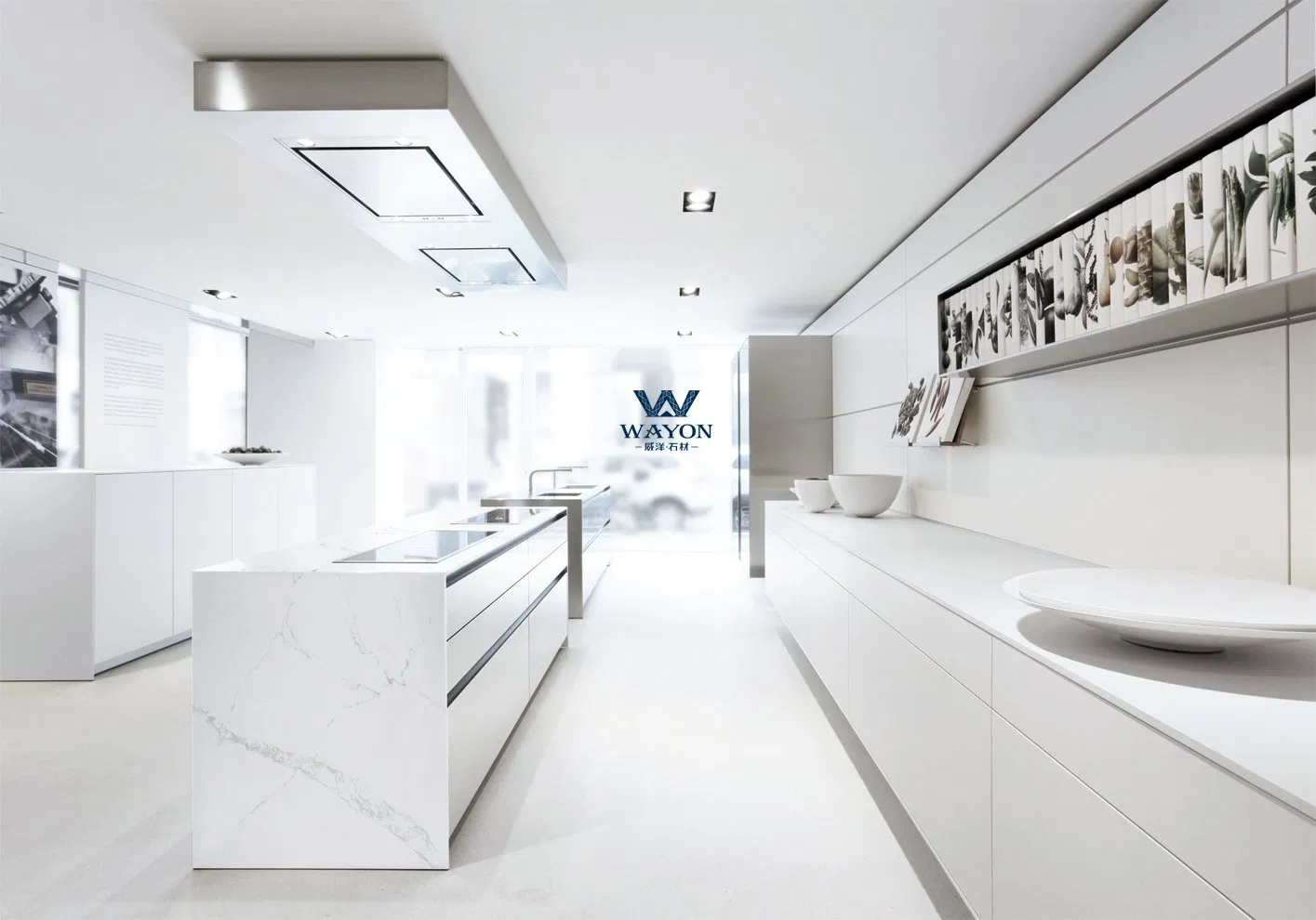 Wayon weiße Quarzmarmor-Look-Platten, Calacatta-Quarzstein-Arbeitsplatten, 2 Käufer